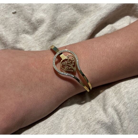 .	“Tree of Life 18k Gold Plated Stainless Steel CZ Bangle” ' - Picture 3 of 16